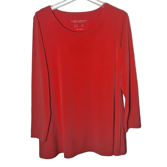 Susan Graver Modern Essential QVC Women Medium Watermelon Liquid Knit Blouse - Picture 3 of 8